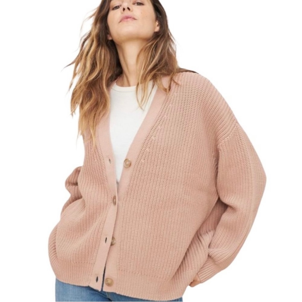 Jenni Kayne Cotton Cocoon Cardigan in Blush (Taupe), Size Extra Small